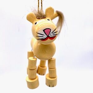 Jiggly Lion Woodhhand Carved and Painted Ornament